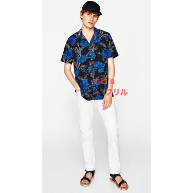 Zara 新品 完売 Zara Man 花柄 シャツ ｍ 40 メンズ 黒 青 半袖の通販 By ナビ S Shop ザラならラクマ