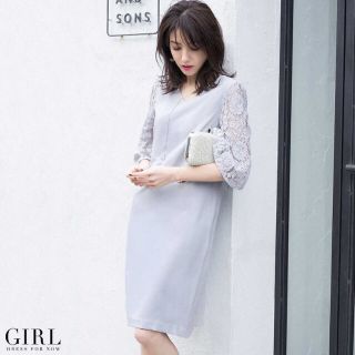 ガール(GIRL)の新品☆GIRL☆結婚式 ドレス ワンピース 美香さん着用☆長袖 レース袖(ミディアムドレス)