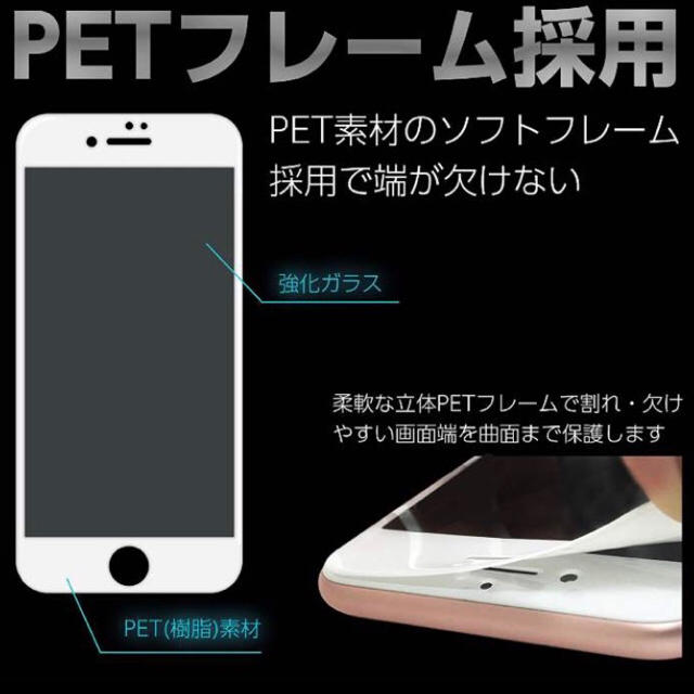 iphone7ガラスフィルム iPhone6/6s 強化 全面保護フィルム スマホ/家電/カメラのスマホアクセサリー(保護フィルム)の商品写真