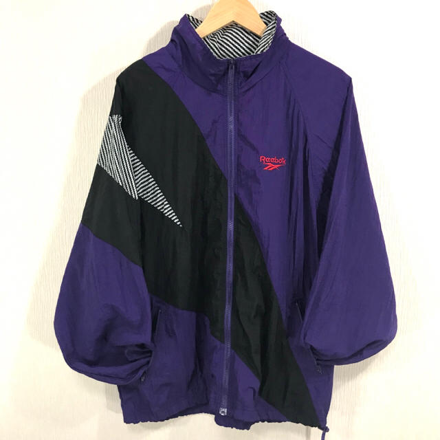 Reebok(リーボック)の良柄 ♪ 90s リーボック ナイロンジャケット 紫 L メンズのジャケット/アウター(ナイロンジャケット)の商品写真