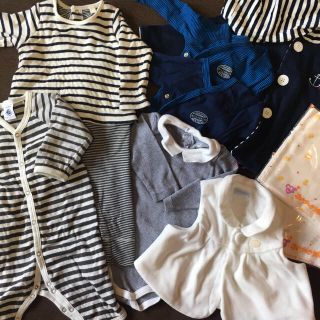 プチバトー(PETIT BATEAU)の(追加4点)男の子ベビー服3m 8点セット(ロンパース)