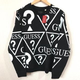 ゲス(GUESS)の日本未発売 新品 GUESS 総柄 スウェット 黒 M L相当 正規品(スウェット)