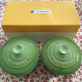 ルクルーゼ(LE CREUSET)の新品♫ ル・クルーゼ ラムカン グリーン 2個セット ココット(食器)