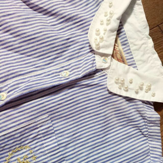 ストライプ♡パール♡シャツ レディースのトップス(シャツ/ブラウス(長袖/七分))の商品写真