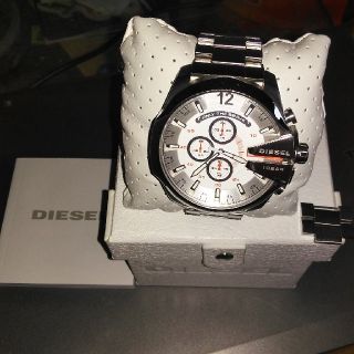 ディーゼル(DIESEL)のDIESEL DZ-4328 メガチーフ クロノグラフ ホワイト シルバー 😁(腕時計(アナログ))