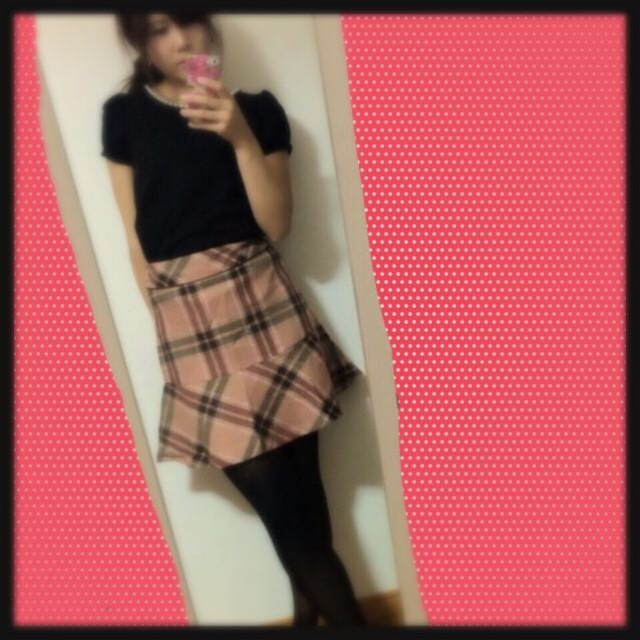 anySiS(エニィスィス)の定価1万♡ピンクチェックスカート♡着画 レディースのスカート(ひざ丈スカート)の商品写真
