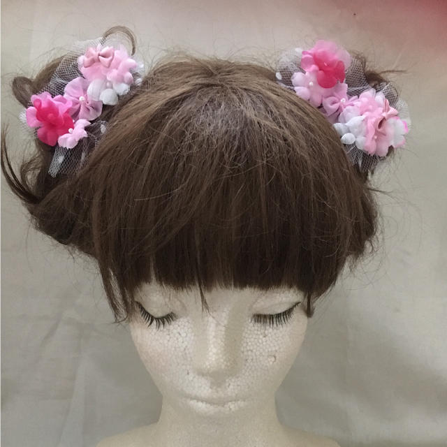 ちょこっとピン♡お花ピン♡ピンク ハンドメイドのアクセサリー(ヘアアクセサリー)の商品写真