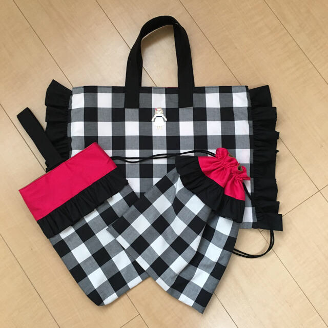 ハンドメイド ♡レッスンバッグ  シューズ入れ 巾着 3点セット