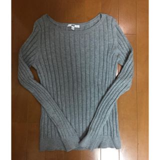 ユニクロ(UNIQLO)のユニクロ コットンカシミヤ ワイドリブセーター ニット グレー M(ニット/セーター)