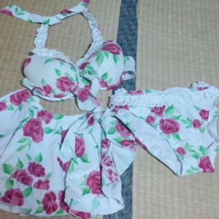 花柄水着　３点セット　新品(水着)