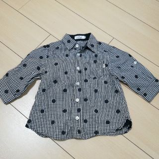 ベベノイユ(BEBE Noeil)のBeBe ドットチェック柄シャツ☆100cm(ブラウス)