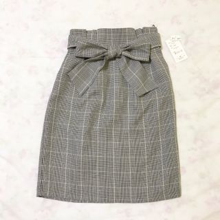 スズタン(suzutan)の＊未使用＊ suzutan グレンチェック リボン タイトスカート(ひざ丈スカート)