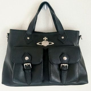 ヴィヴィアンウエストウッド(Vivienne Westwood)のヴィヴィアンウエストウッド 本革 バッグ オーブ ショルダーストラップ 黒(ショルダーバッグ)