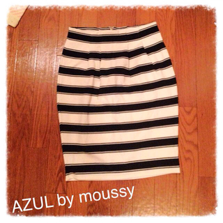 アズールバイマウジー(AZUL by moussy)のAZUL 膝丈ボーダースカート(ひざ丈スカート)