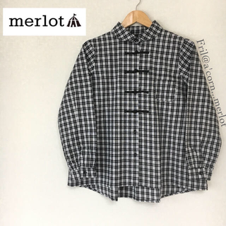 メルロー(merlot)のmerlot  チャイナボタン チェックシャツ ＊ブラック(シャツ/ブラウス(長袖/七分))