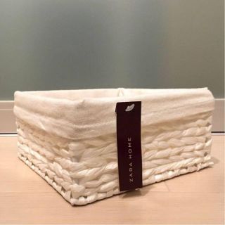 ザラホーム(ZARA HOME)の新品 ZARA HOME ザラホーム 編み込み バスケット ホワイト かご  (バスケット/かご)