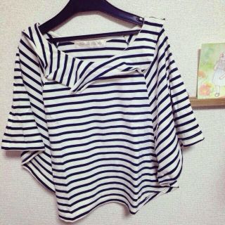 ドットアンドストライプスチャイルドウーマン(Dot&Stripes CHILDWOMAN)のボーダーのポンチョ風カットソー(Tシャツ(半袖/袖なし))