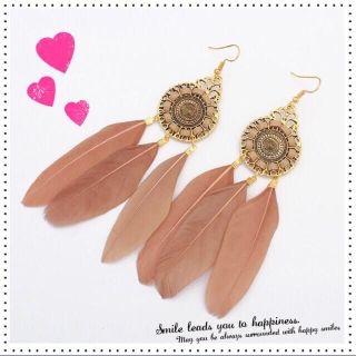 2018♡春夏♡フェザーピアス♡K ミルクティー(ピアス)