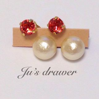 ▷パパラチア×コットンパール ピアス◁(ピアス)