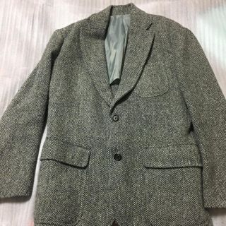 ハリスツイード テーラードジャケット(メンズ)(グリーン・カーキ/緑色