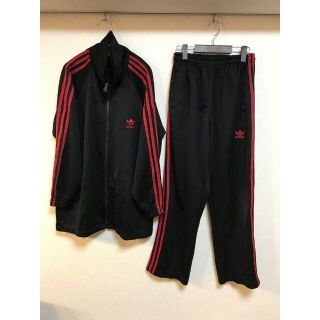 アディダス(adidas)のadidas セットアップ ジャージ 上下 トレフォイル 黒 赤 L(セットアップ)