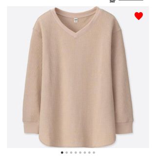 ユニクロ(UNIQLO)のワッフルVネックT(カットソー(長袖/七分))