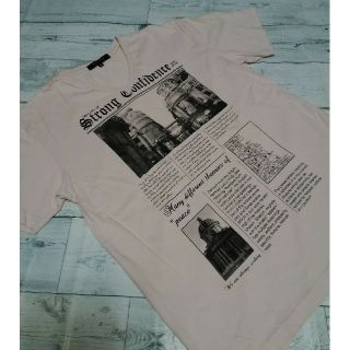 ミッシェルクランオム(MICHEL KLEIN HOMME)の★新品 MICHEL KLEIN HOMME フォトプリント V ネックT 桜色(Tシャツ/カットソー(半袖/袖なし))