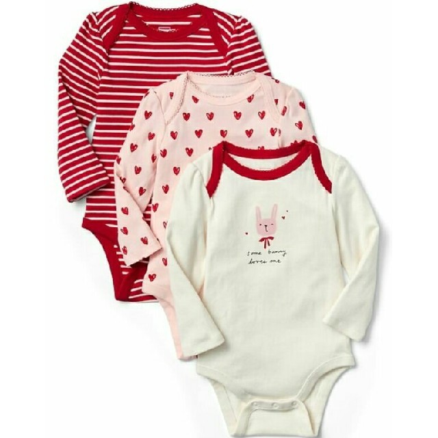 babyGAP(ベビーギャップ)の【3枚セット】baby　GAP　ベビーギャップ　ロンパース【70㎝】 キッズ/ベビー/マタニティのベビー服(~85cm)(ロンパース)の商品写真