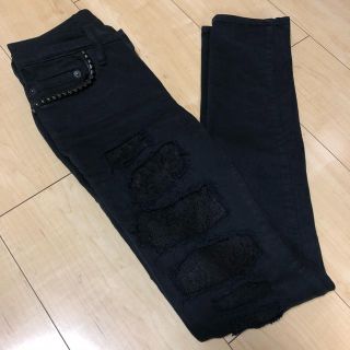 ヒステリックグラマー(HYSTERIC GLAMOUR)のヒステリックグラマー USED加工 ダメージ レースパンツ(スキニーパンツ)