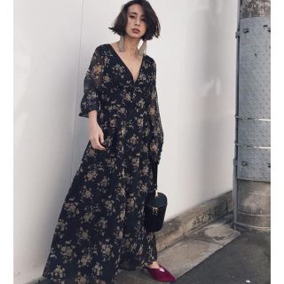 ameri  nostalgic long dress 花柄ワンピース