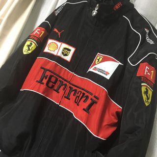 フェラーリ Ferrari レーシングジャケット 赤黒 ブルゾン XXL(ブルゾン)