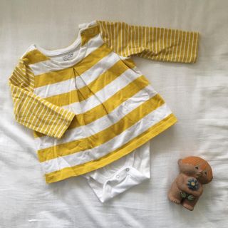 ベビーギャップ(babyGAP)のbaby Gap  ロンパース付き ボーダーカットソー(ロンパース)