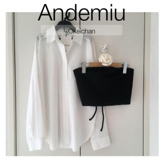 アンデミュウ(Andemiu)の新品タグ付☆ベアトップスビスチェ付きストレッチシャツ (シャツ/ブラウス(長袖/七分))