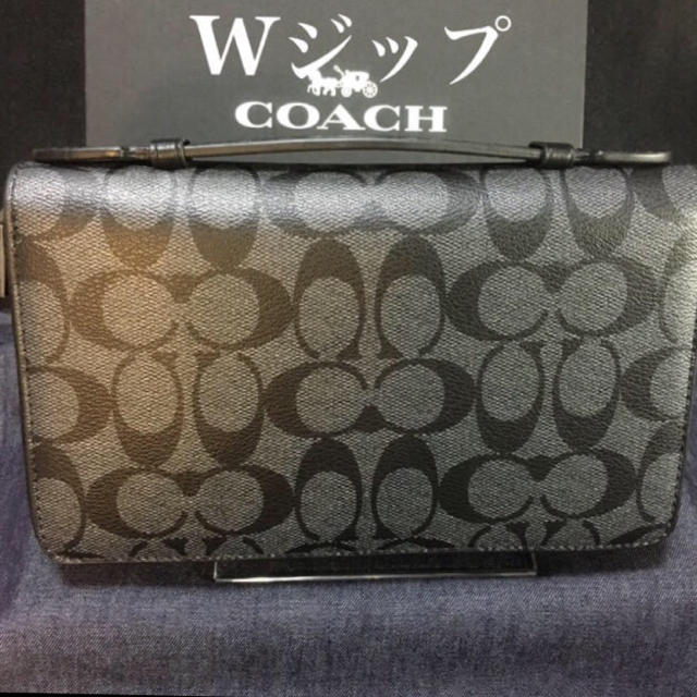 コーチ COACH 長財布 F93504 ブラック ダブルジップ メンズ財布