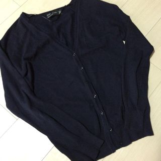 ザラ(ZARA)のzara ネイビー カーディガン(カーディガン)