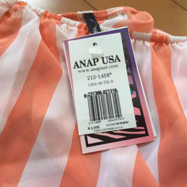 ANAP(アナップ)の【新品】ANAP USA   ストライプ柄 オフショル シースルー トップス レディースのトップス(カットソー(長袖/七分))の商品写真