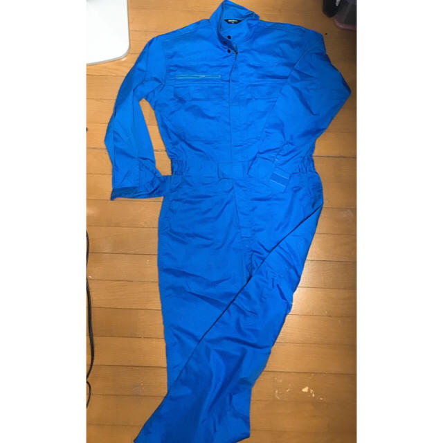 青 ツナギ 作業着 Mサイズ ブルー 無地 メンズのパンツ(サロペット/オーバーオール)の商品写真