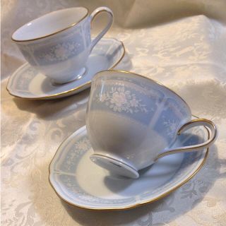 ノリタケ(Noritake)のノリタケ  レースウッド  カップアンドソーサー  ペア  2客(グラス/カップ)