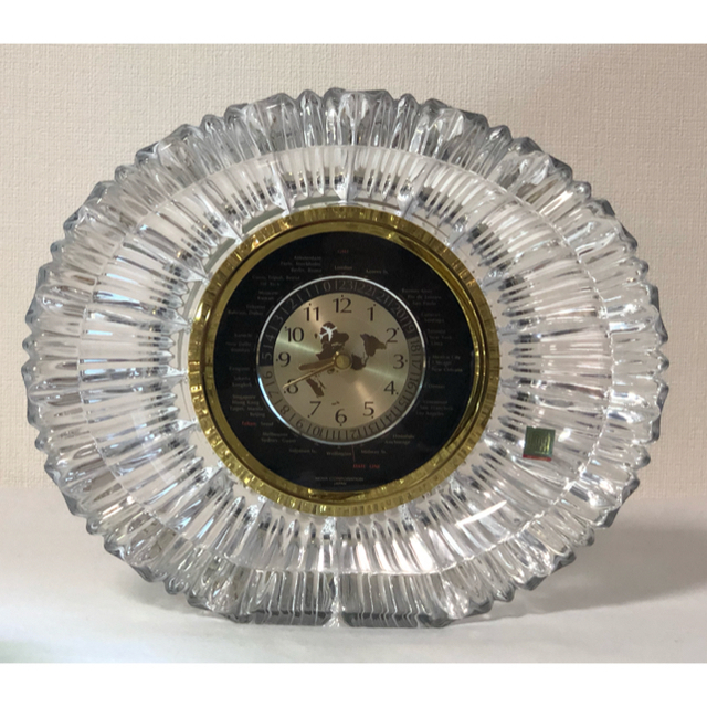 美品 )HOYA クリスタルガラス製 クォーツ 世界時計・置き時計の 美品 )HOYA クリスタルガラス製 クォーツ 世界時計・置き時計の