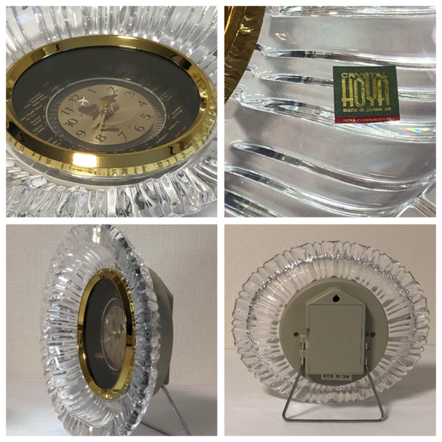 美品 )HOYA クリスタルガラス製 クォーツ 世界時計・置き時計の 美品 )HOYA クリスタルガラス製 クォーツ 世界時計・置き時計の