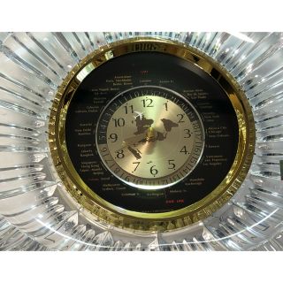 美品 )HOYA クリスタルガラス製 クォーツ 世界時計・置き時計の通販