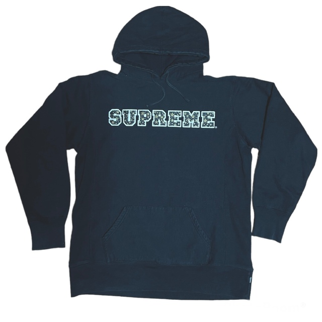 SUPREME BLACK PATCHED HOODIE