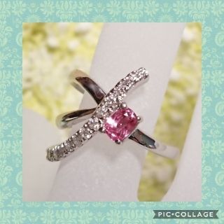 ★ぎずも様専用★パパラチアサファイアリング0.54ct ダイヤモンド0.32ct(リング(指輪))