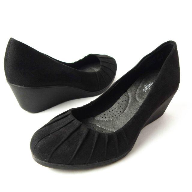 【わんこ部長様専用】ウェッジ パンプス 27cm 黒 レディースの靴/シューズ(ハイヒール/パンプス)の商品写真
