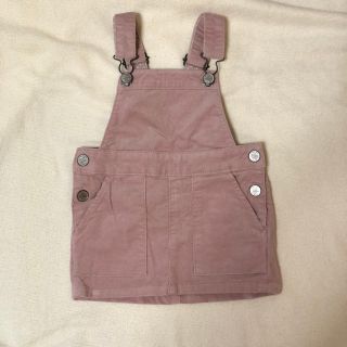 エイチアンドエム(H&M)のジャンパースカート ピンク コーデュロイ ドット(ワンピース)