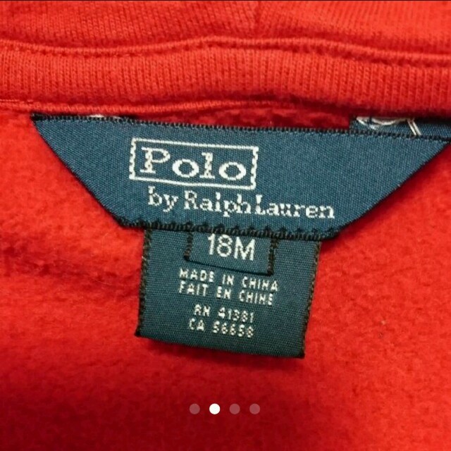 Ralph Lauren(ラルフローレン)のラルフローレン パーカー 赤 85～90 18M 裏起毛 キッズ/ベビー/マタニティのキッズ服男の子用(90cm~)(ジャケット/上着)の商品写真