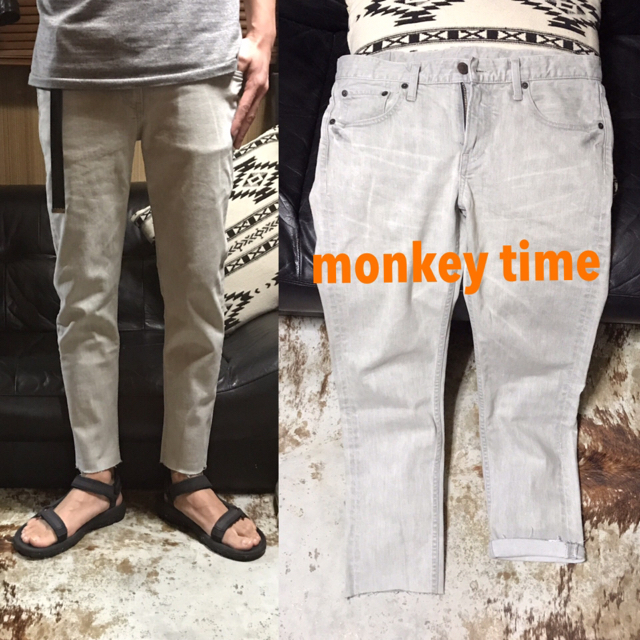 UNITED ARROWS(ユナイテッドアローズ)の《★ monkey time ★》スキニーデニム 裾カットオフ アイスグレー メンズのパンツ(デニム/ジーンズ)の商品写真