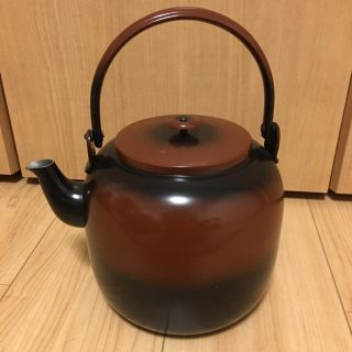 腰黒薬缶（銅製）美品  茶道具 やかん(金属工芸)