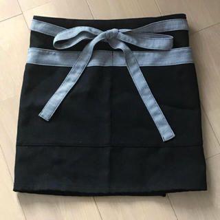 巻きスカート風   エプロン 日本製   黒 リボン(その他)