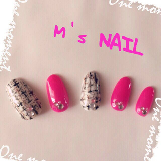 ツイード風チェック♡ピンクNAIL